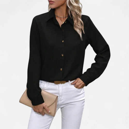 Mistrève | Chemise Femme Manche Longue à Col Revers – Casual Raffinée, Élégance Naturelle