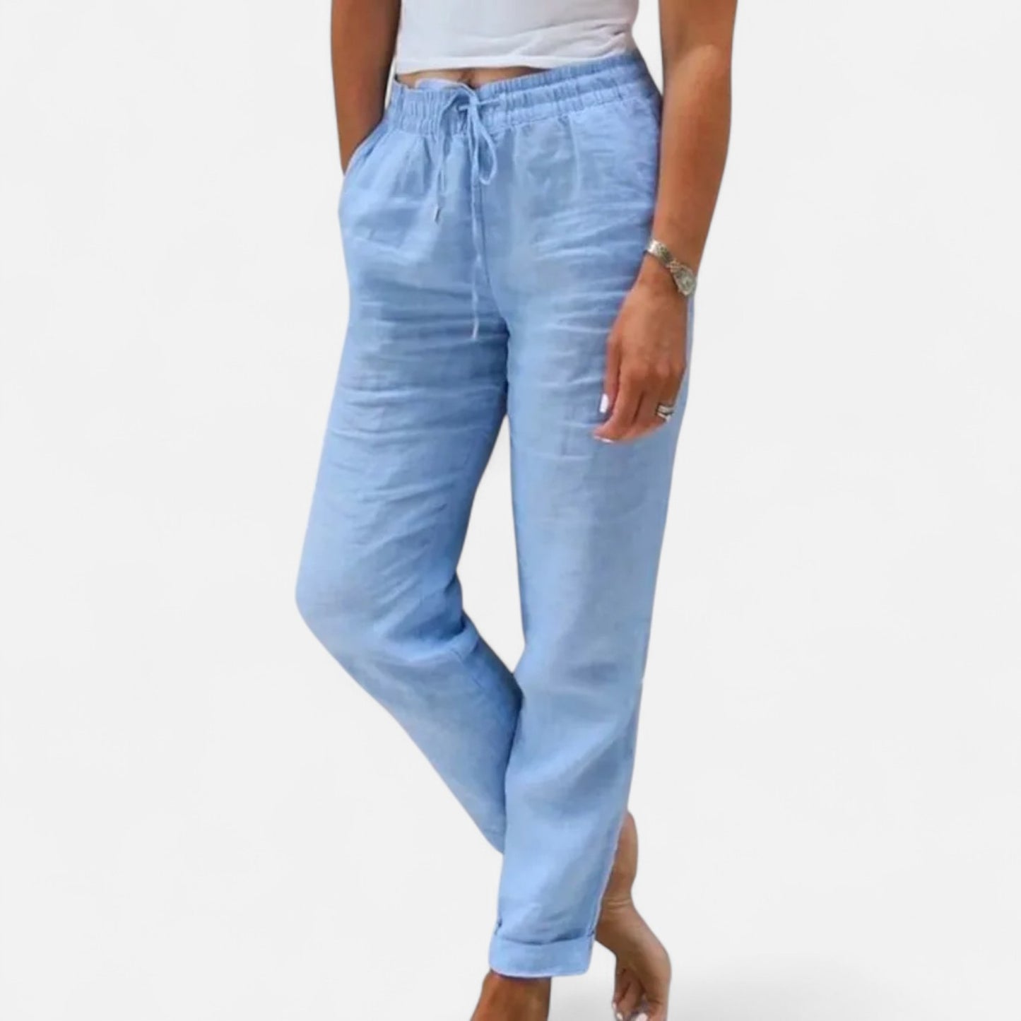 Mistrève | Pantalon d'Été en Lin et Coton pour Femme – Taille Haute, Confort Respirant