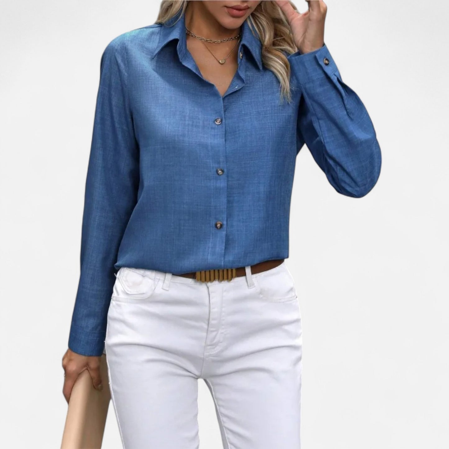 Mistrève | Chemise Femme Manche Longue à Col Revers – Casual Raffinée, Élégance Naturelle