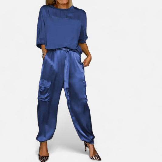 Mistrève | Ensemble Satiné Élégant Femme – Chemise Fluide et Allure Urbaine