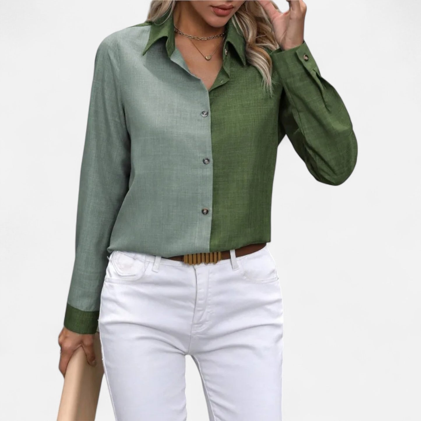 Mistrève | Chemise Femme Manche Longue à Col Revers – Casual Raffinée, Élégance Naturelle