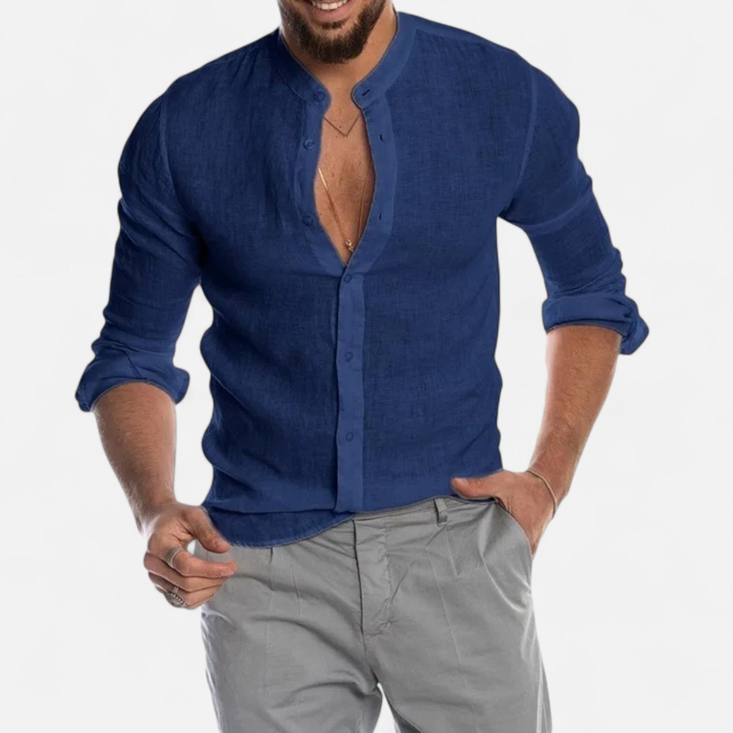 Mistrève | Chemise Homme Manche Longue Coton‑Lin Casual – Élégance Naturelle & Confort Raffiné