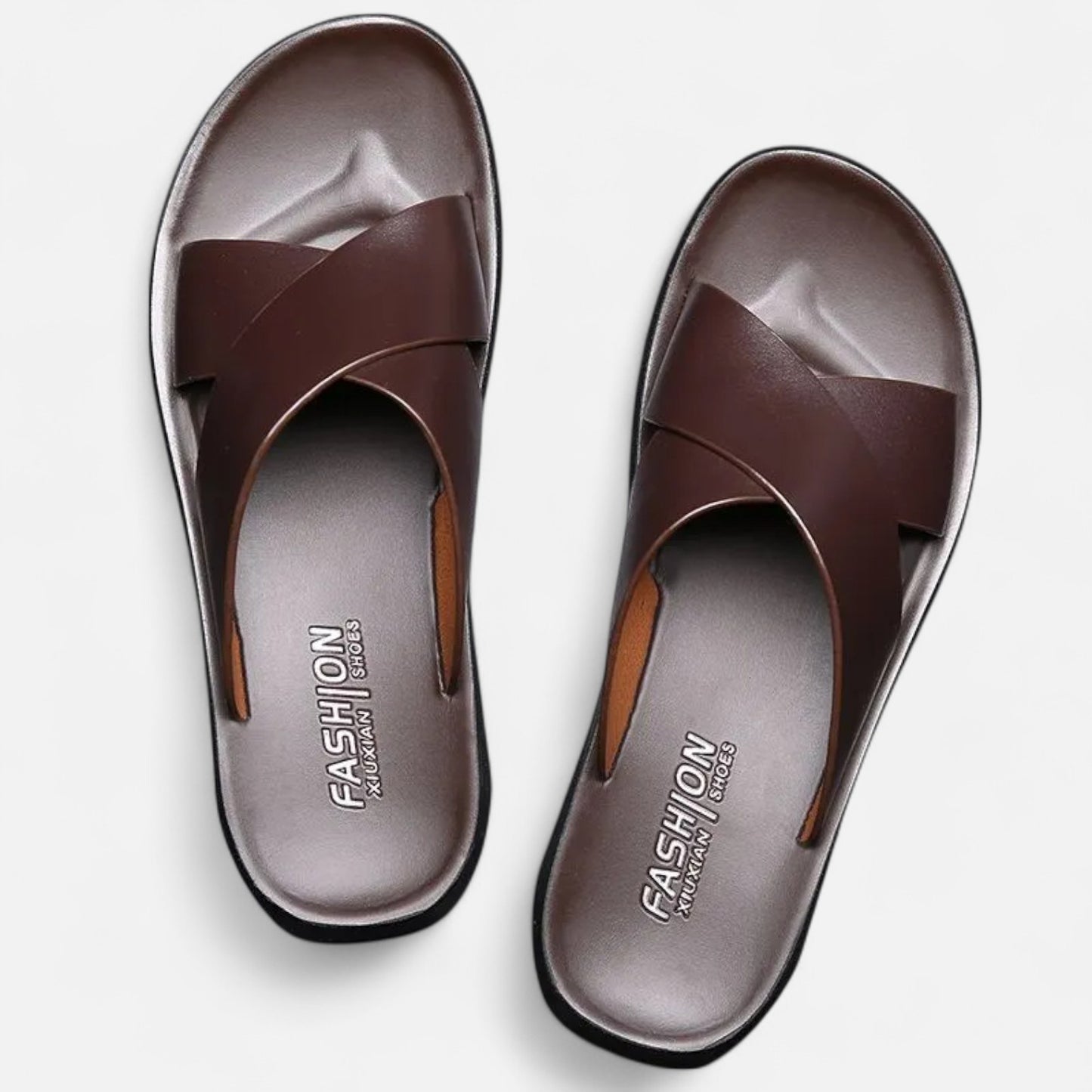 Mistrève | Sandales en Cuir Véritable pour Homme – Élégance Intérieure, Confort Silencieux