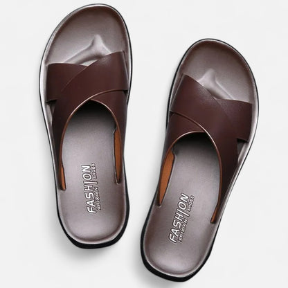 Mistrève | Sandales en Cuir Véritable pour Homme – Élégance Intérieure, Confort Silencieux