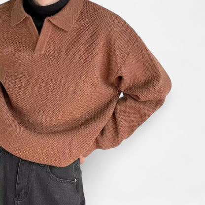 Mistrève | Polo Tricoté Col V Manches Longues – Élégance Décontractée pour Homme Moderne
