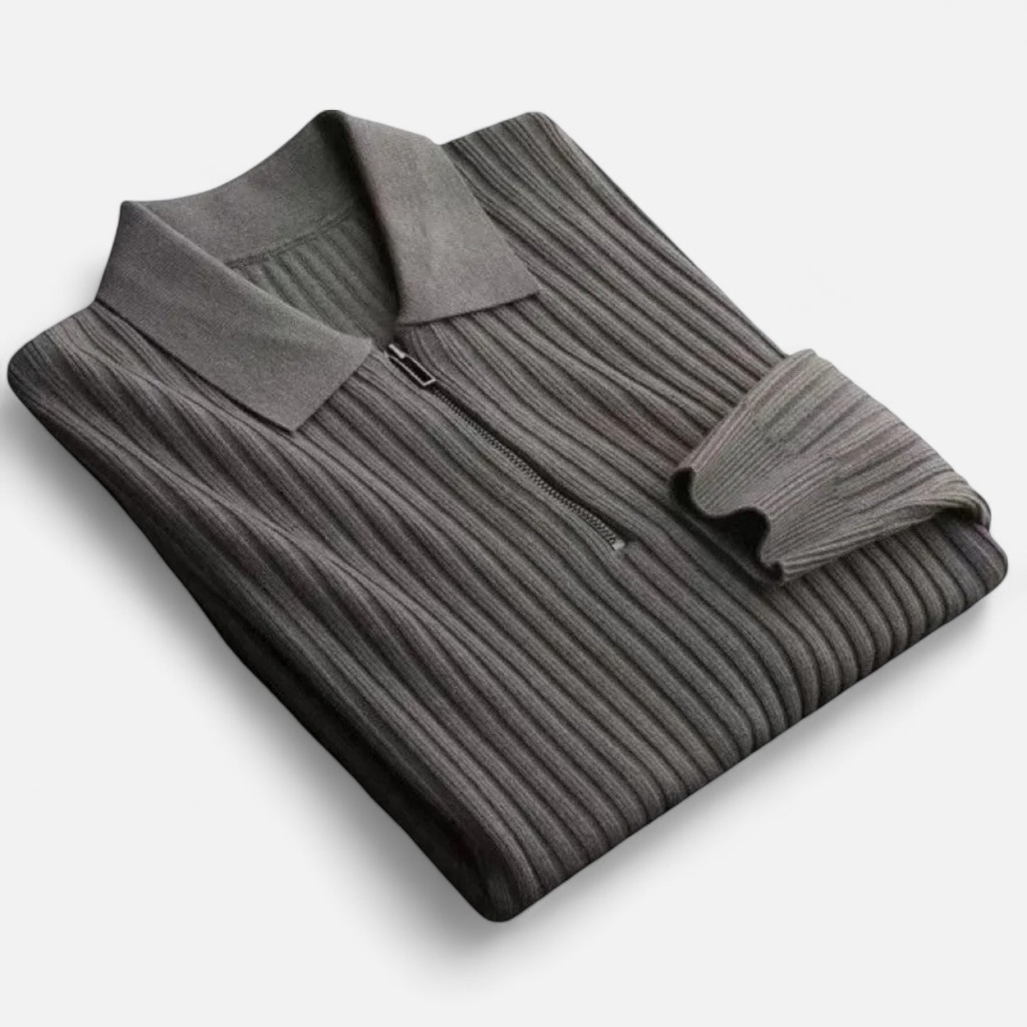 Mistrève | Pull Zippé à Côtes Homme – Chaleur Structurée et Élégance Fonctionnelle