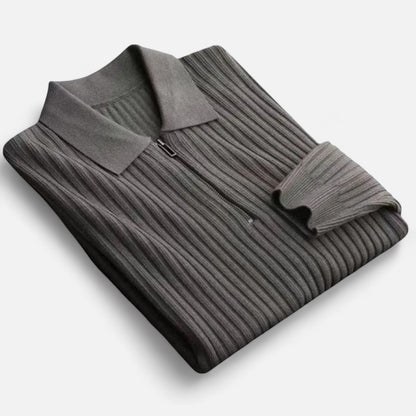 Mistrève | Pull Zippé à Côtes Homme – Chaleur Structurée et Élégance Fonctionnelle