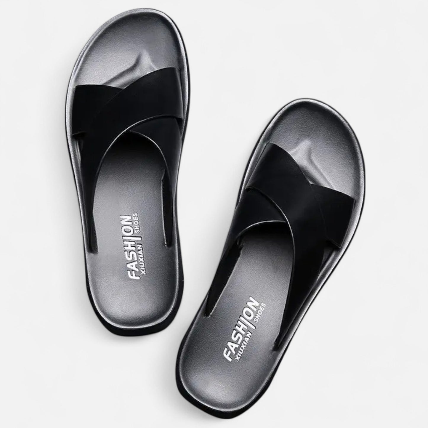 Mistrève | Sandales en Cuir Véritable pour Homme – Élégance Intérieure, Confort Silencieux