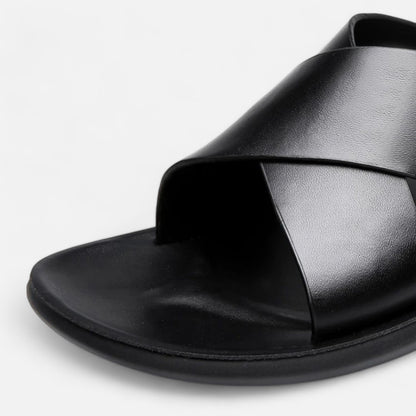 Mistrève | Sandales en Cuir Véritable pour Homme – Élégance Intérieure, Confort Silencieux