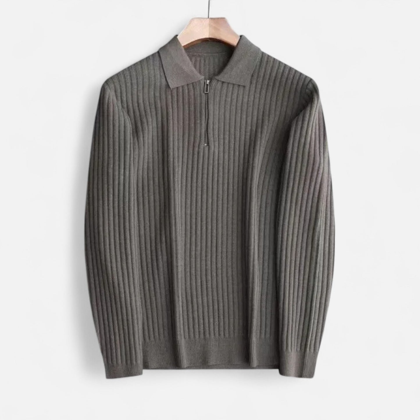 Mistrève | Pull Zippé à Côtes Homme – Chaleur Structurée et Élégance Fonctionnelle