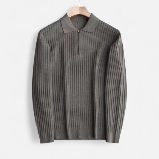 Mistrève | Pull Zippé à Côtes Homme – Chaleur Structurée et Élégance Fonctionnelle