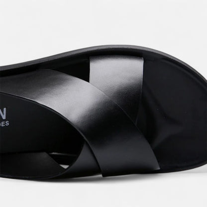 Mistrève | Sandales en Cuir Véritable pour Homme – Élégance Intérieure, Confort Silencieux