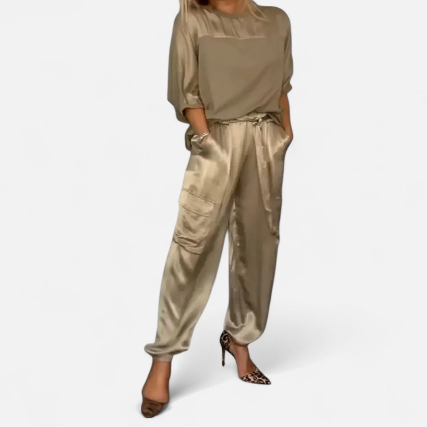 Mistrève | Ensemble Satiné Élégant Femme – Chemise Fluide et Allure Urbaine