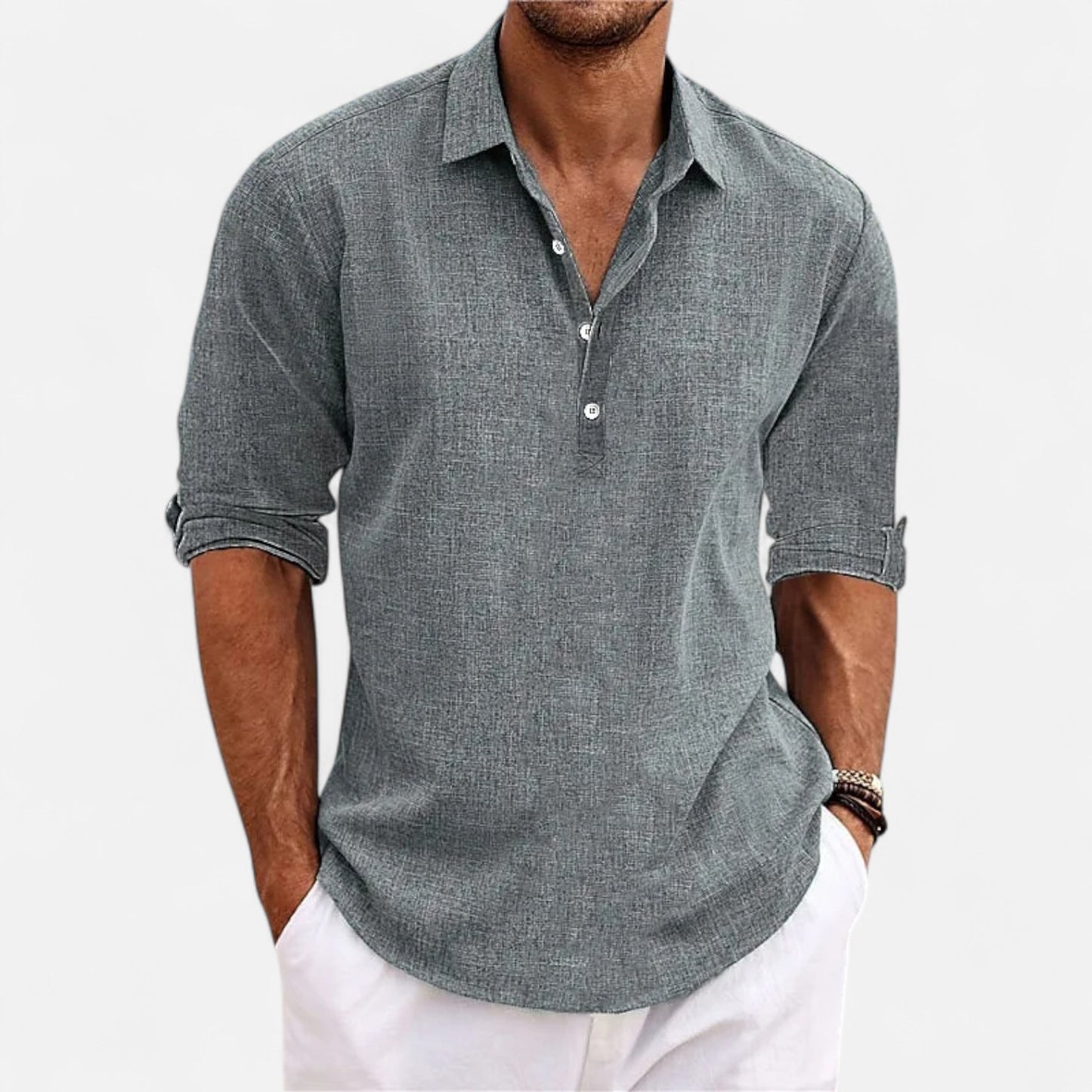 Mistrève | Chemise Classique en Lin pour Homme – Élégance Authentique, Raffinement Intemporel