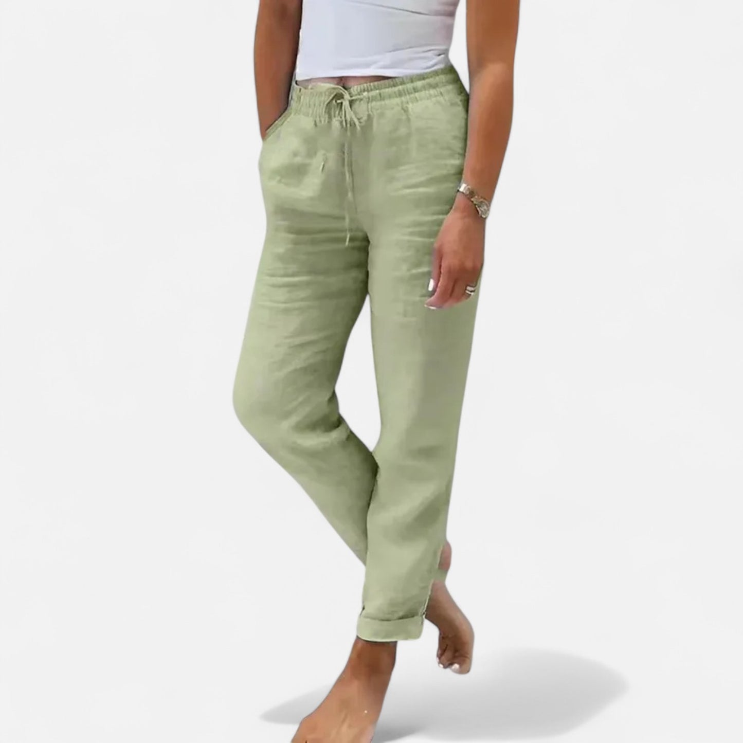 Mistrève | Pantalon d'Été en Lin et Coton pour Femme – Taille Haute, Confort Respirant