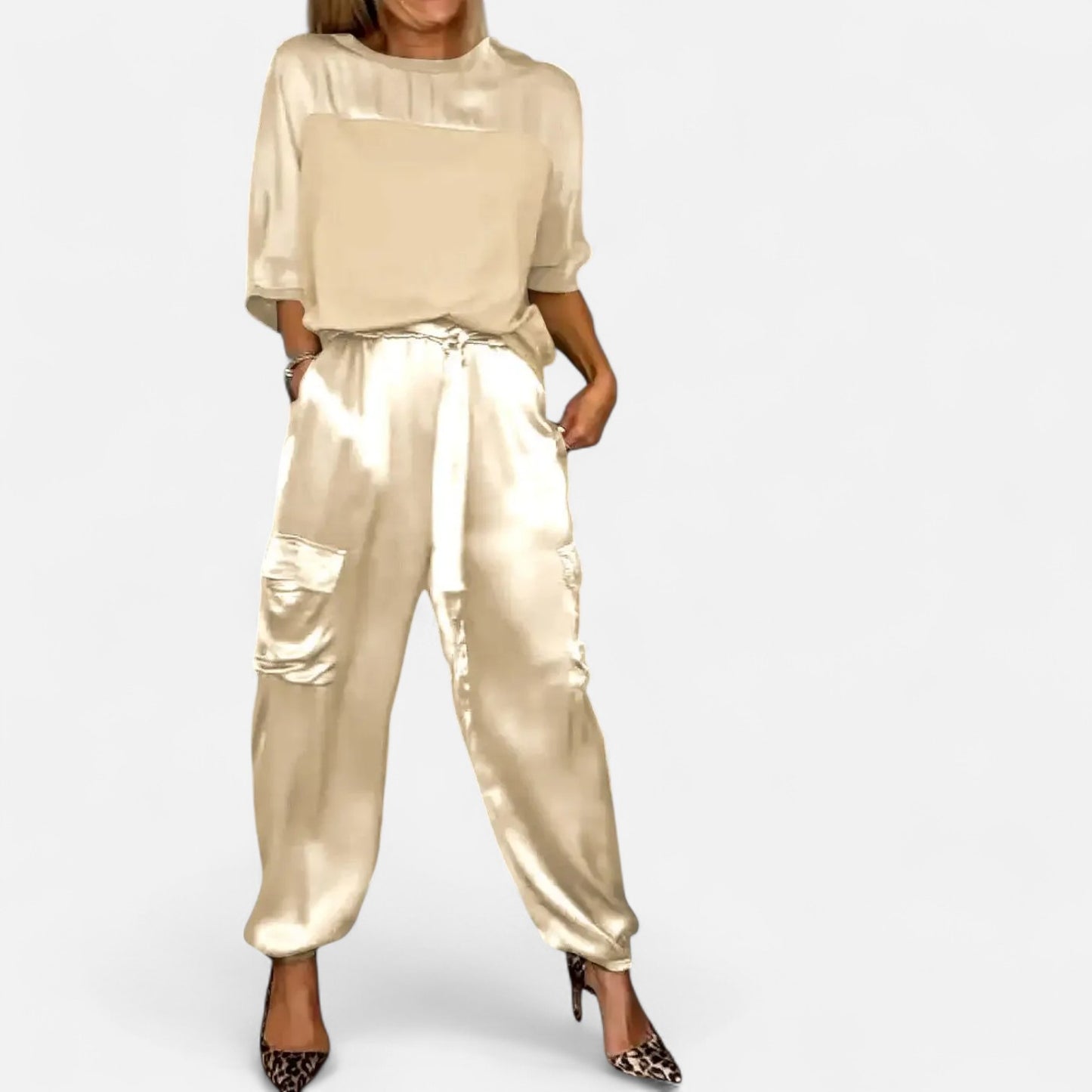Mistrève | Ensemble Satiné Élégant Femme – Chemise Fluide et Allure Urbaine