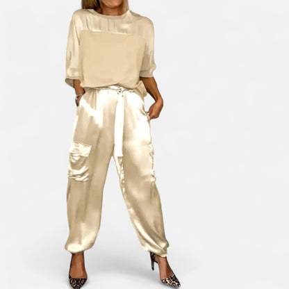 Mistrève | Ensemble Satiné Élégant Femme – Chemise Fluide et Allure Urbaine