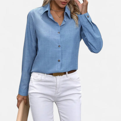 Mistrève | Chemise Femme Manche Longue à Col Revers – Casual Raffinée, Élégance Naturelle