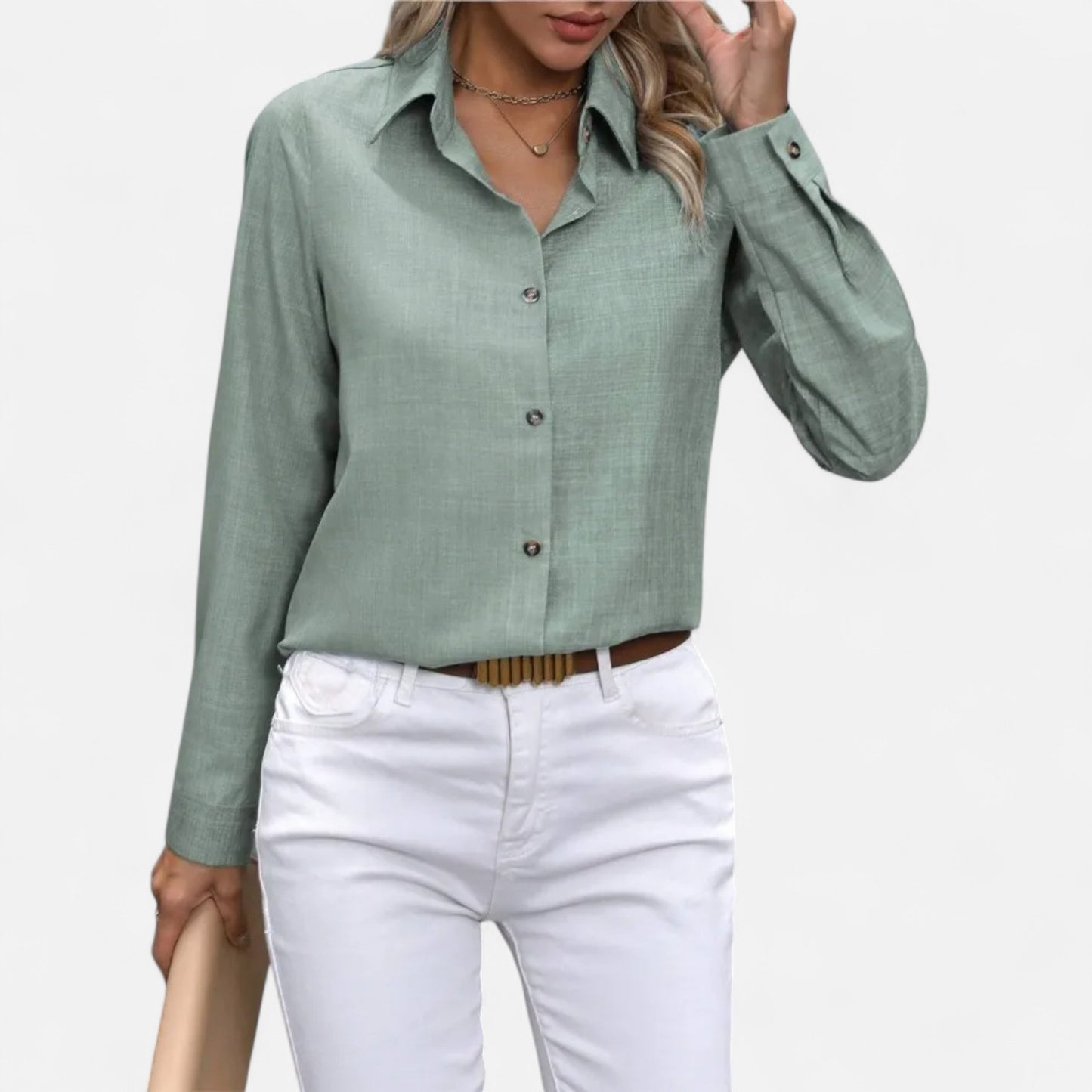 Mistrève | Chemise Femme Manche Longue à Col Revers – Casual Raffinée, Élégance Naturelle