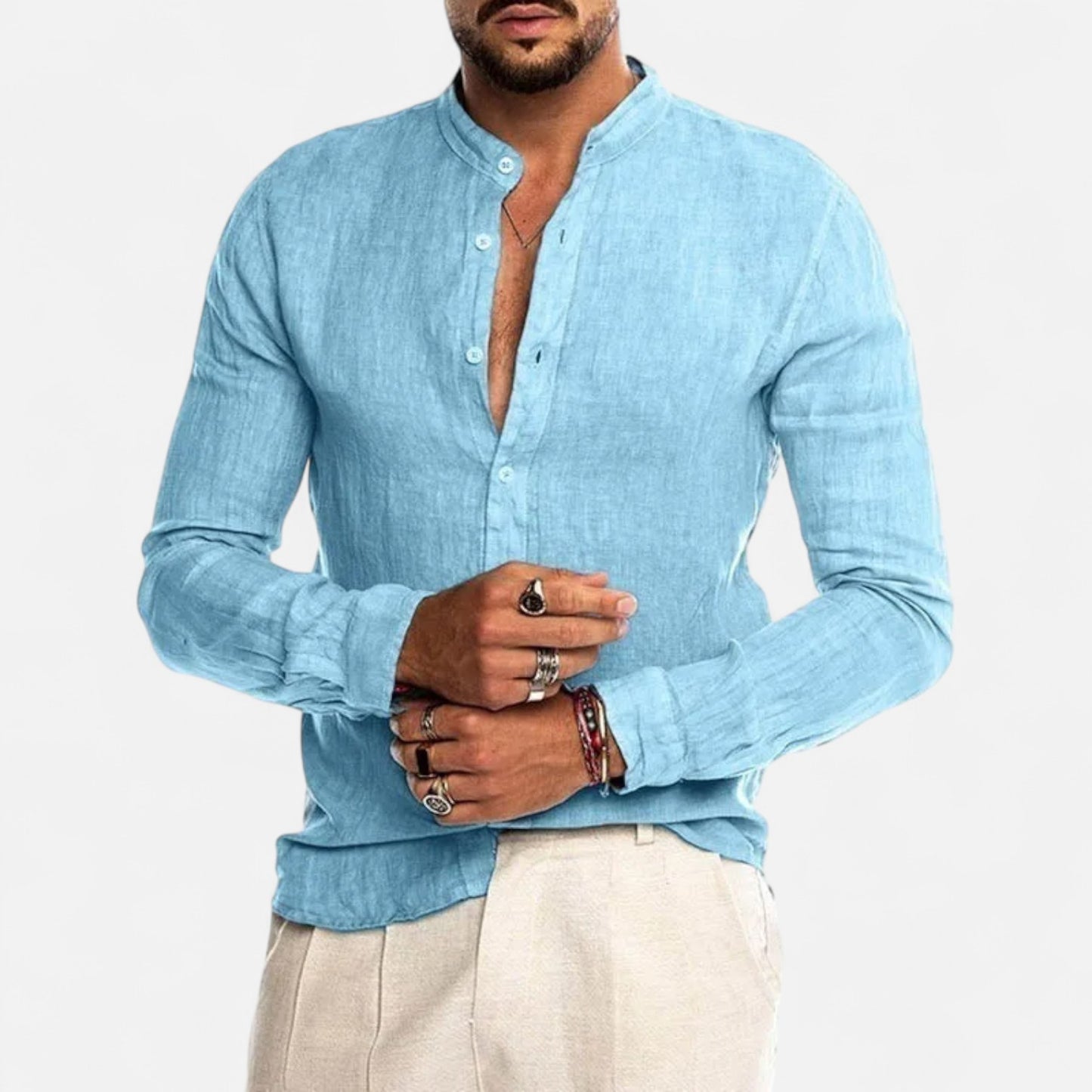 Mistrève | Chemise Homme Manche Longue Coton‑Lin Casual – Élégance Naturelle & Confort Raffiné