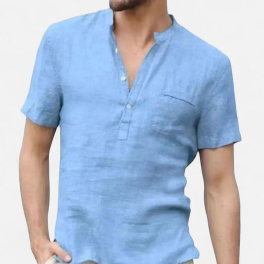 Mistrève | T-shirt Homme Manches Courtes en Coton-Lin – Fraîcheur Naturelle et Élégance Décontractée