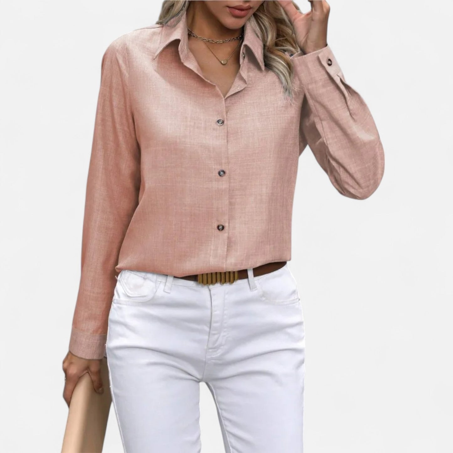 Mistrève | Chemise Femme Manche Longue à Col Revers – Casual Raffinée, Élégance Naturelle