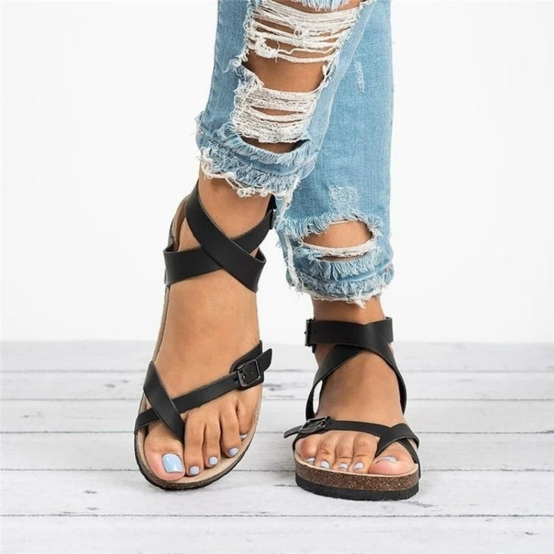 Véronique™ – Odette – Sandales à Boucle en Similicuir