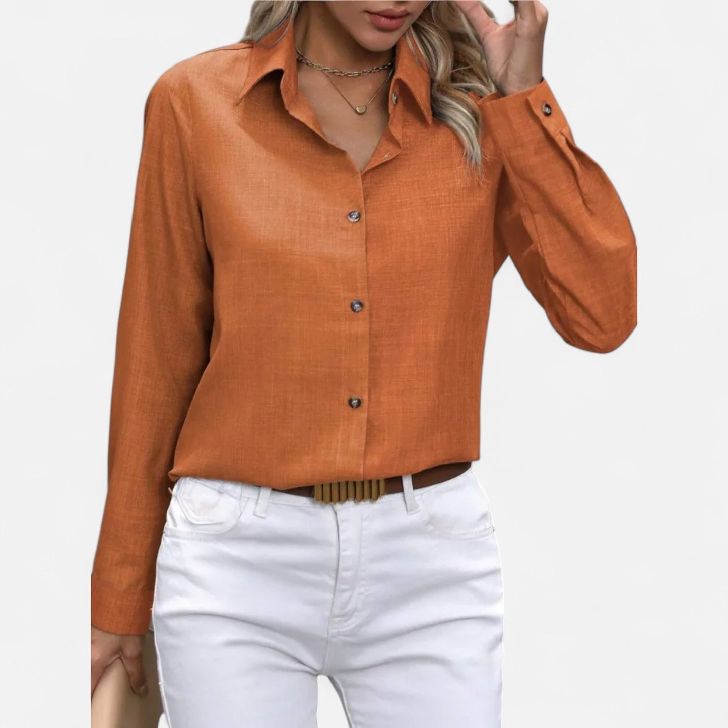 Mistrève | Chemise Femme Manche Longue à Col Revers – Casual Raffinée, Élégance Naturelle