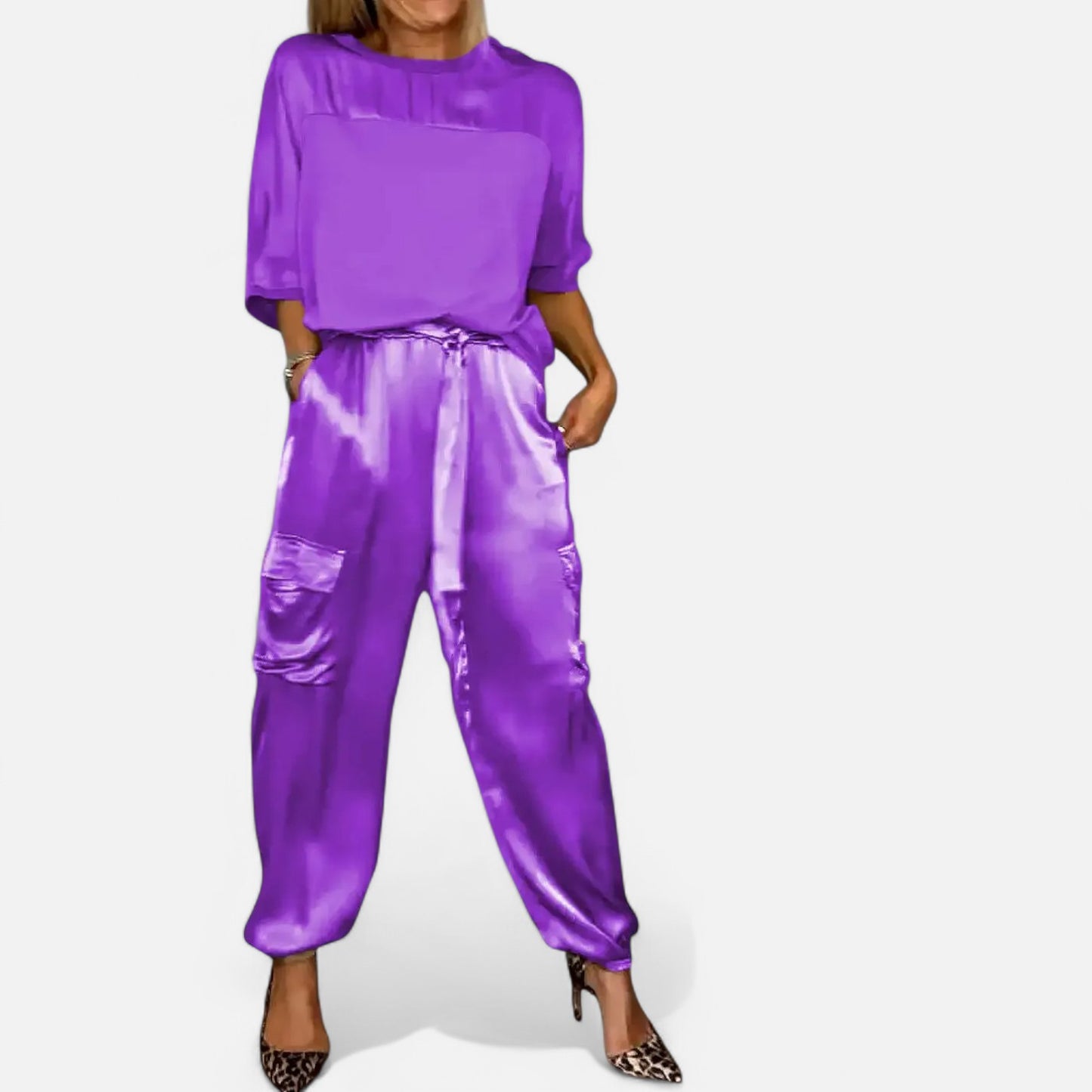 Mistrève | Ensemble Satiné Élégant Femme – Chemise Fluide et Allure Urbaine