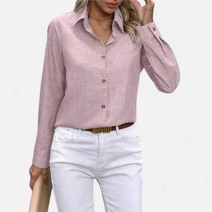 Mistrève | Chemise Femme Manche Longue à Col Revers – Casual Raffinée, Élégance Naturelle