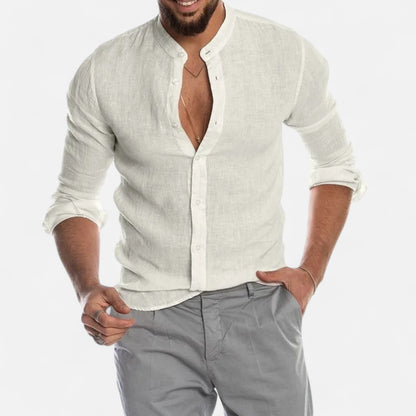 Mistrève | Chemise Homme Manche Longue Coton‑Lin Casual – Élégance Naturelle & Confort Raffiné
