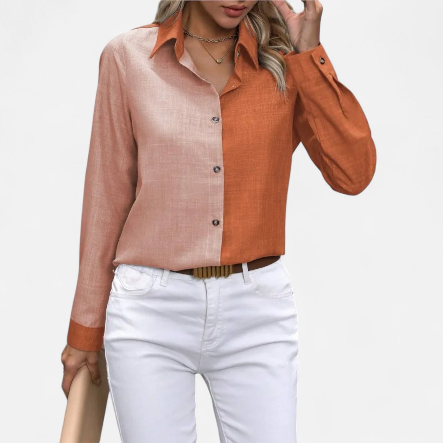 Mistrève | Chemise Femme Manche Longue à Col Revers – Casual Raffinée, Élégance Naturelle